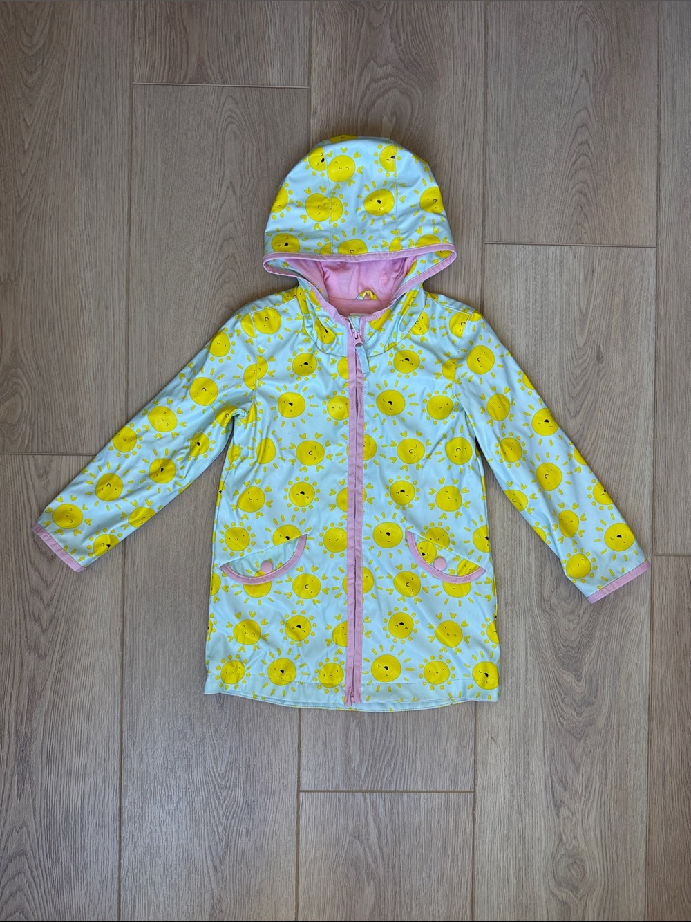 Girls Waterproof Rain Jacket Sunshine Hooded Playground Coat Cat & Jacket Sz 5T